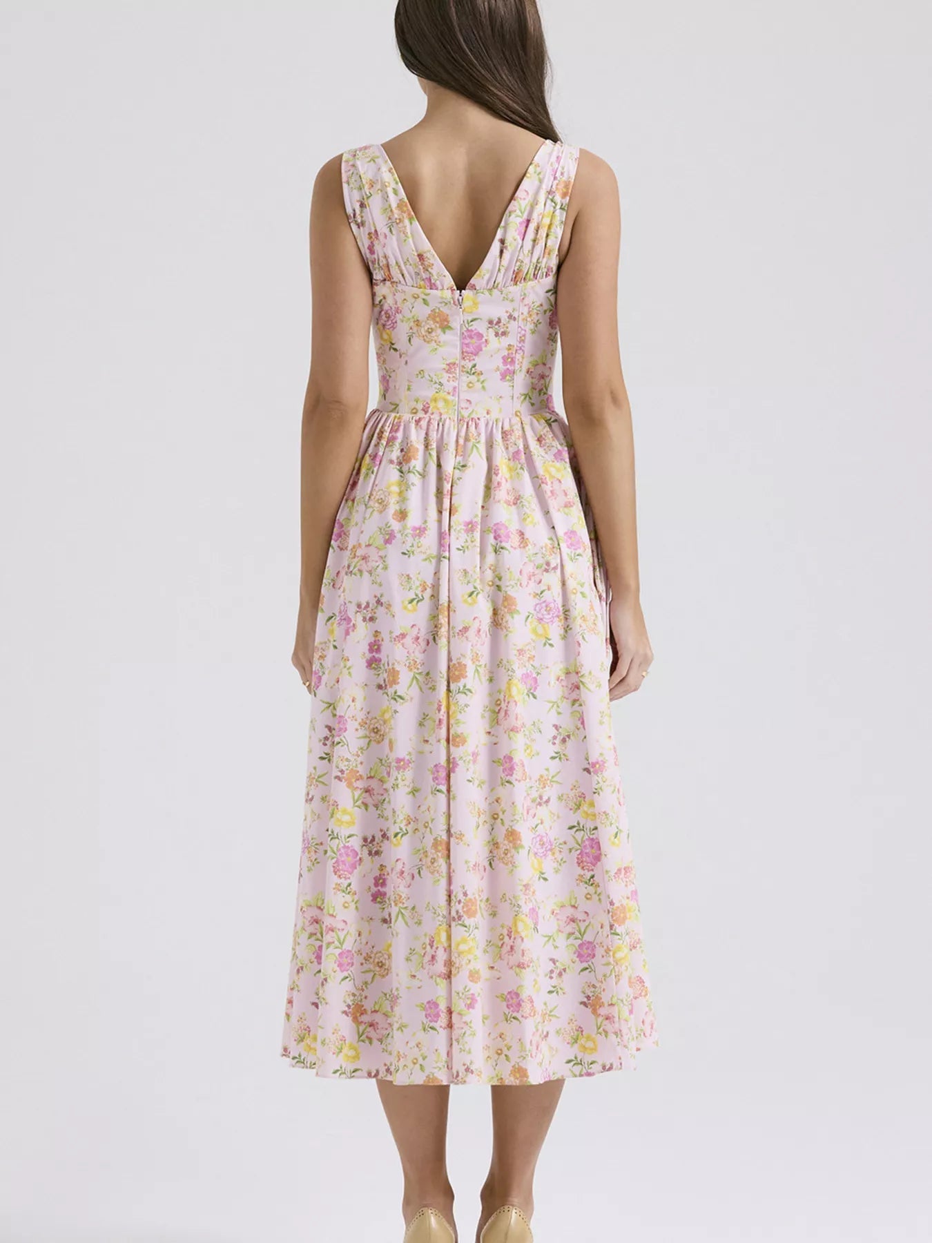 Floral V-Neck Midi Dress