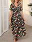 Floral V-Neck Waist Maxi Dress