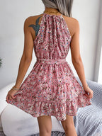 Grecian Neck Tie Waist Mini Dress