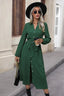 Green Belted Button Front Midi Dress