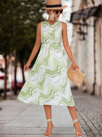 Green Marble Waist Midi Dress