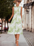 Green Marble Waist Midi Dress