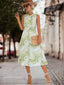 Green Marble Waist Midi Dress