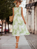 Green Marble Waist Midi Dress