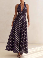 Halter Floral Open Back Maxi Dress
