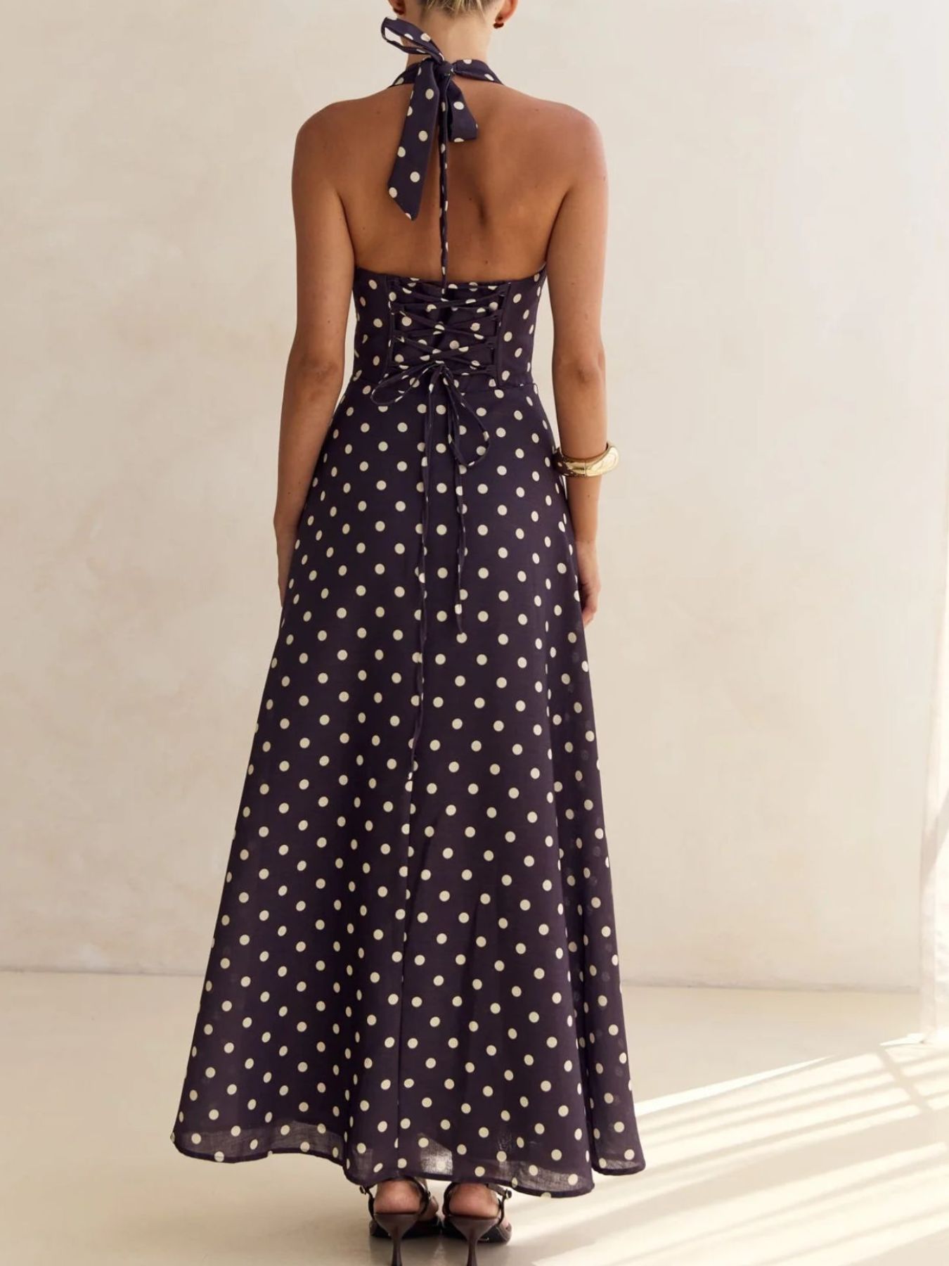 Halter Floral Open Back Maxi Dress
