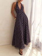 Halter Floral Open Back Maxi Dress