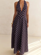 Halter Floral Open Back Maxi Dress