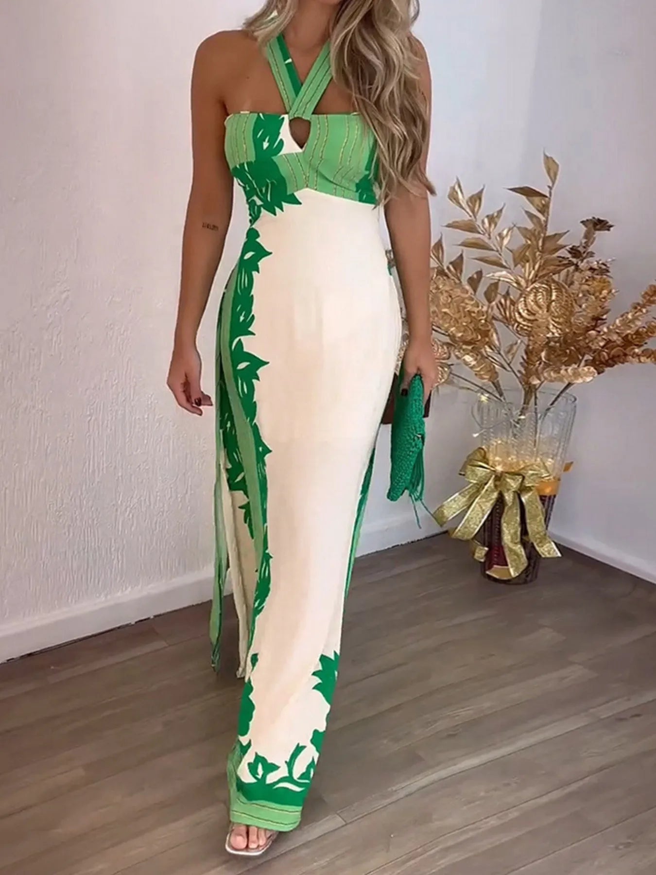 Halter Neck Backless Maxi Dress