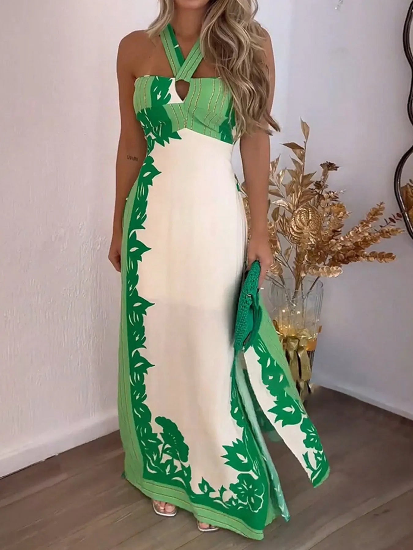 Halter Neck Backless Maxi Dress Main image