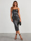 Leather Look Bodycon Midi Dress