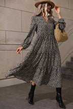 Leopard Print Tiered Maxi Dress