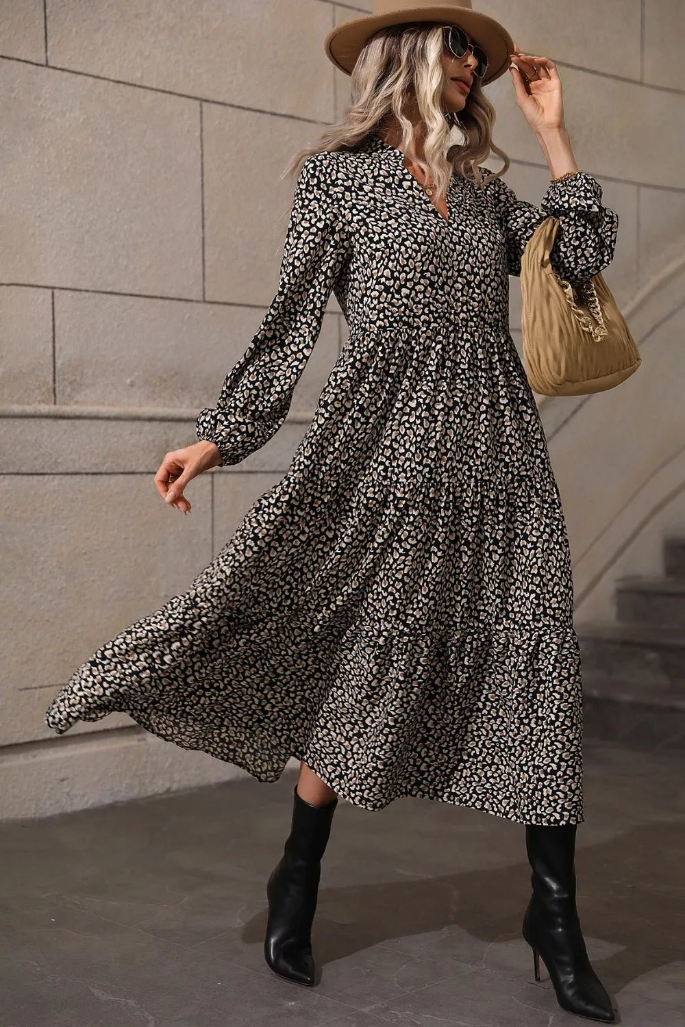 Leopard Print Tiered Maxi Dress
