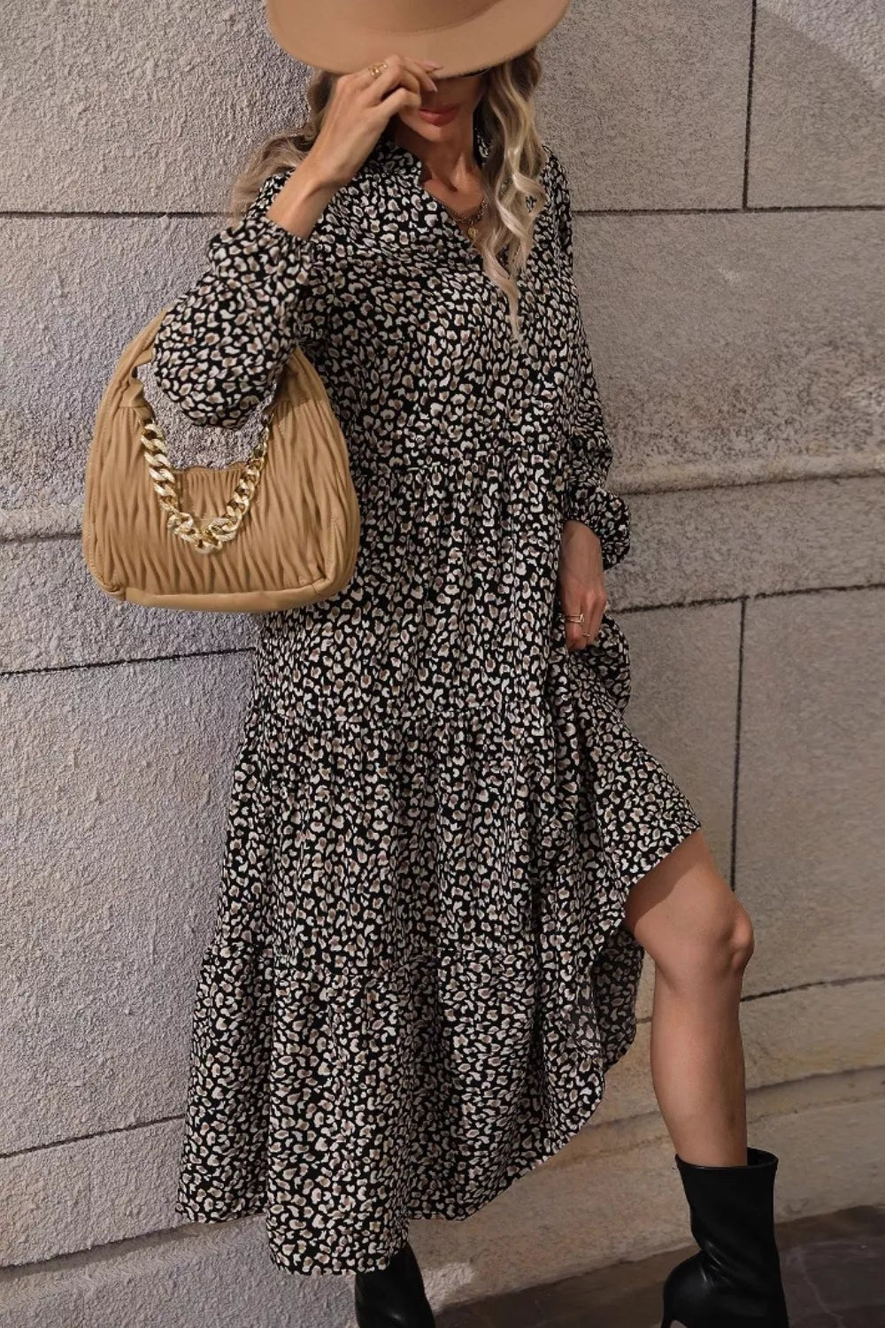 Leopard Print Tiered Maxi Dress