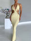 Men-Stop-Staring Backless Cutout Halter Knit Maxi Dress