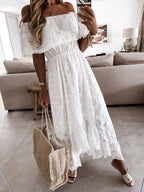 Off-Shoulder Eyelet Lace Maxi Dress