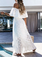 Off-Shoulder Eyelet Lace Maxi Dress