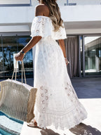 Off-Shoulder Eyelet Lace Maxi Dress