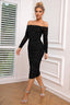 Off-Shoulder Ruched Bodycon Midi Dress