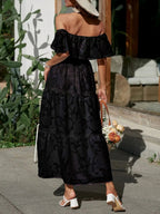 Off Shoulder Ruched Midi Dress