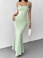 Ruffle Detail Bodycon Mermaid Maxi Dress