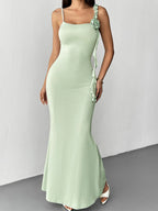 Ruffle Detail Bodycon Mermaid Maxi Dress