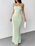 Ruffle Detail Bodycon Mermaid Maxi Dress