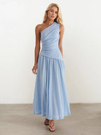 Single Shoulder Textured Maxi Dress