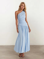 Single Shoulder Textured Maxi Dress