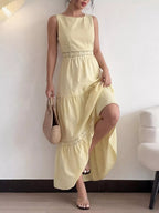 Sleeveless Lace Trim Maxi Dress