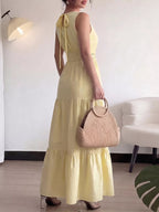 Sleeveless Lace Trim Maxi Dress