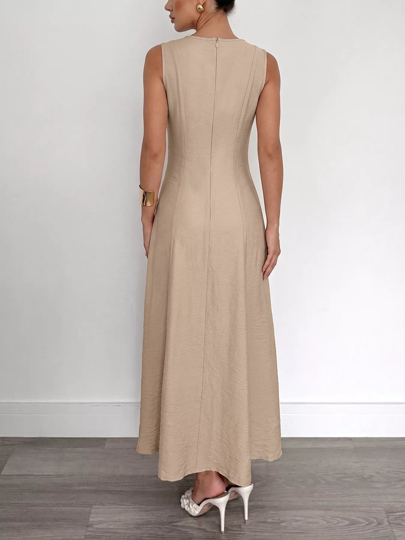 Sleeveless Textured Knit Maxi Dress