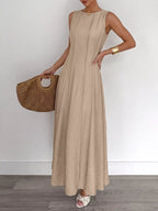 Sleeveless Textured Knit Maxi Dress