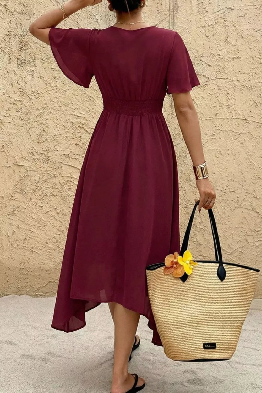 Smocked Waist Midi Dress