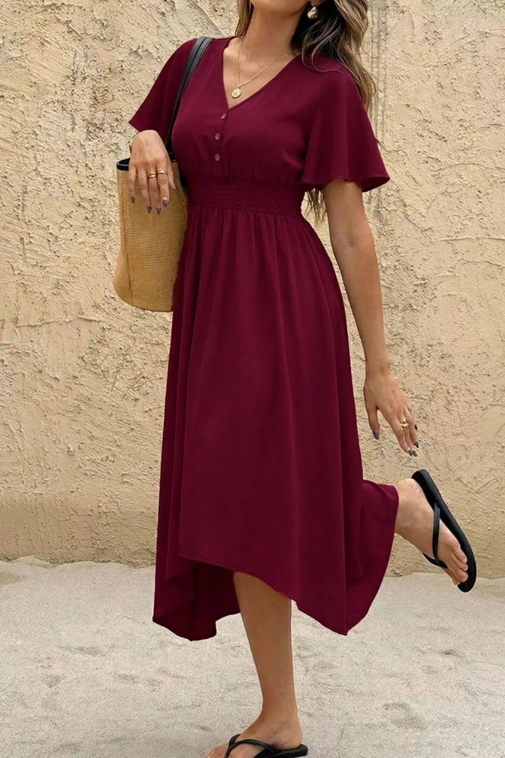 Smocked Waist Midi Dress