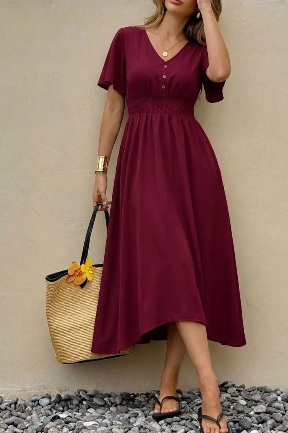 Smocked Waist Midi Dress Secondary image