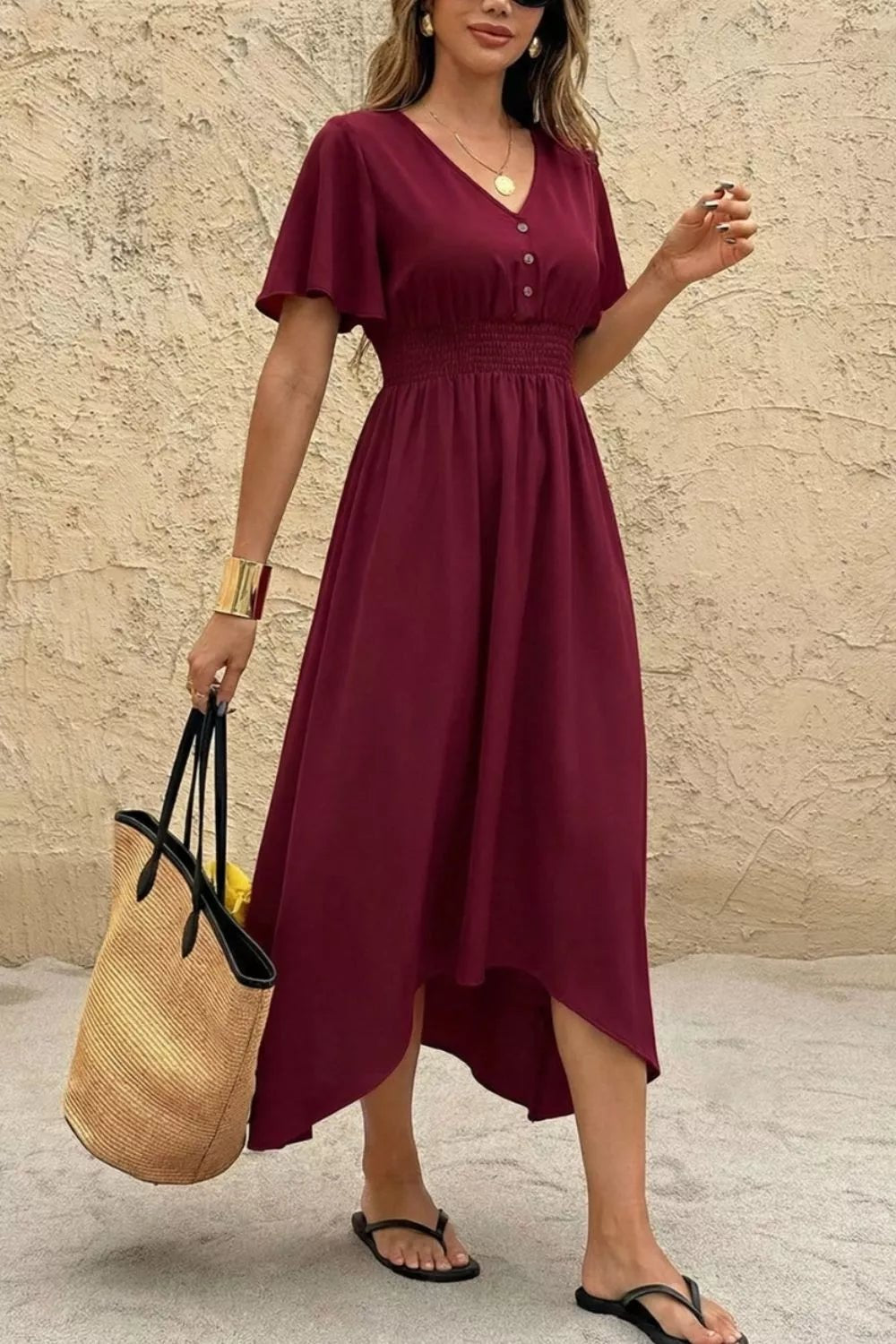 Smocked Waist Midi Dress