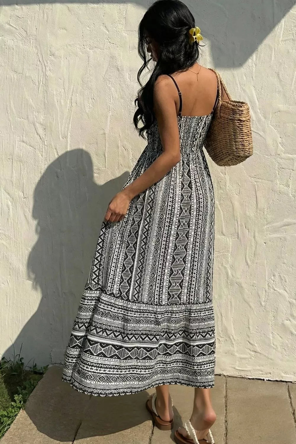 Square Neck Tie Front Midi Cami Dress