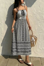 Square Neck Tie Front Midi Cami Dress