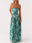 Stop-Staring Strapless Printed Sculpting Flow Maxi Dress