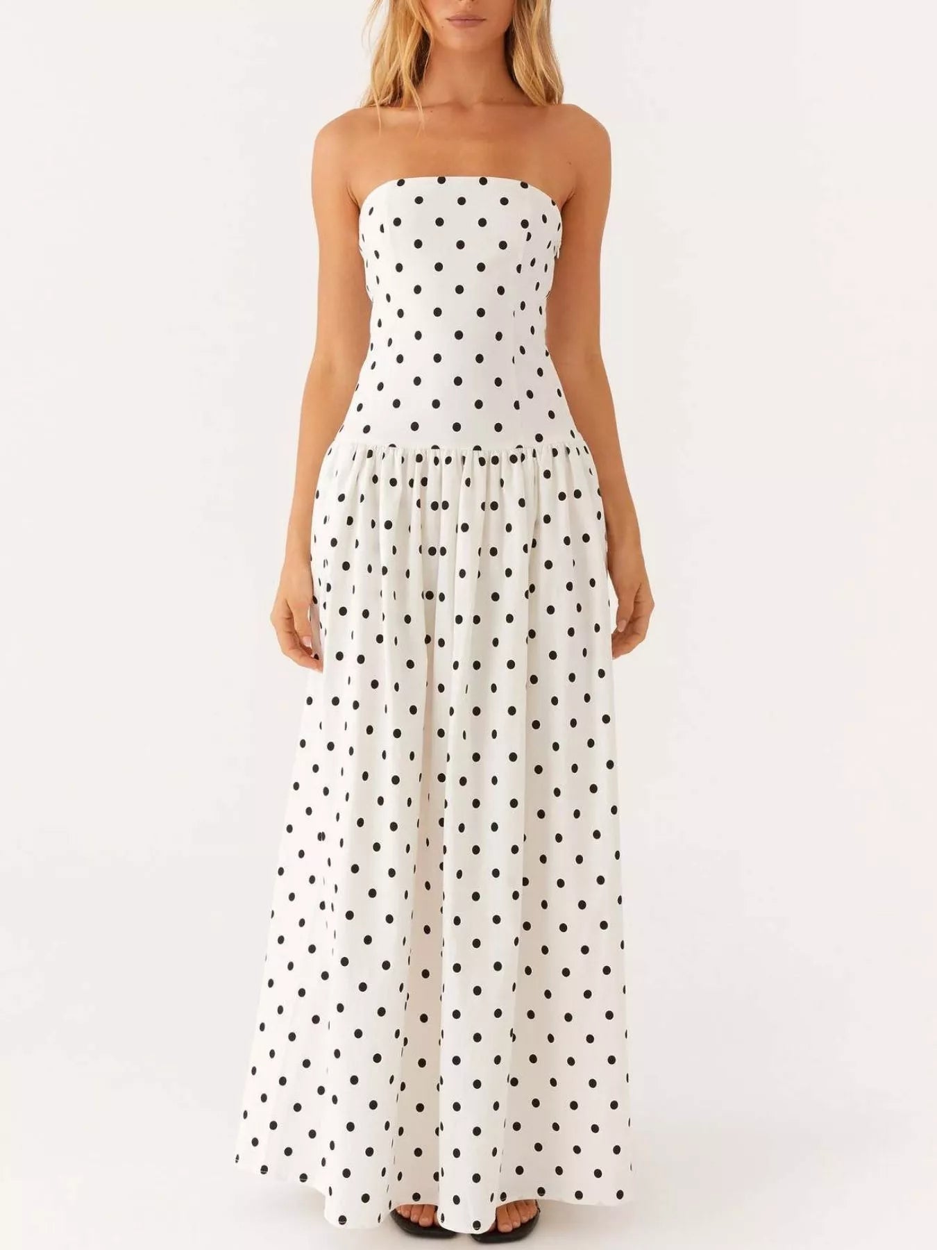 Stop-Staring Strapless Printed Sculpting Flow Maxi Dress