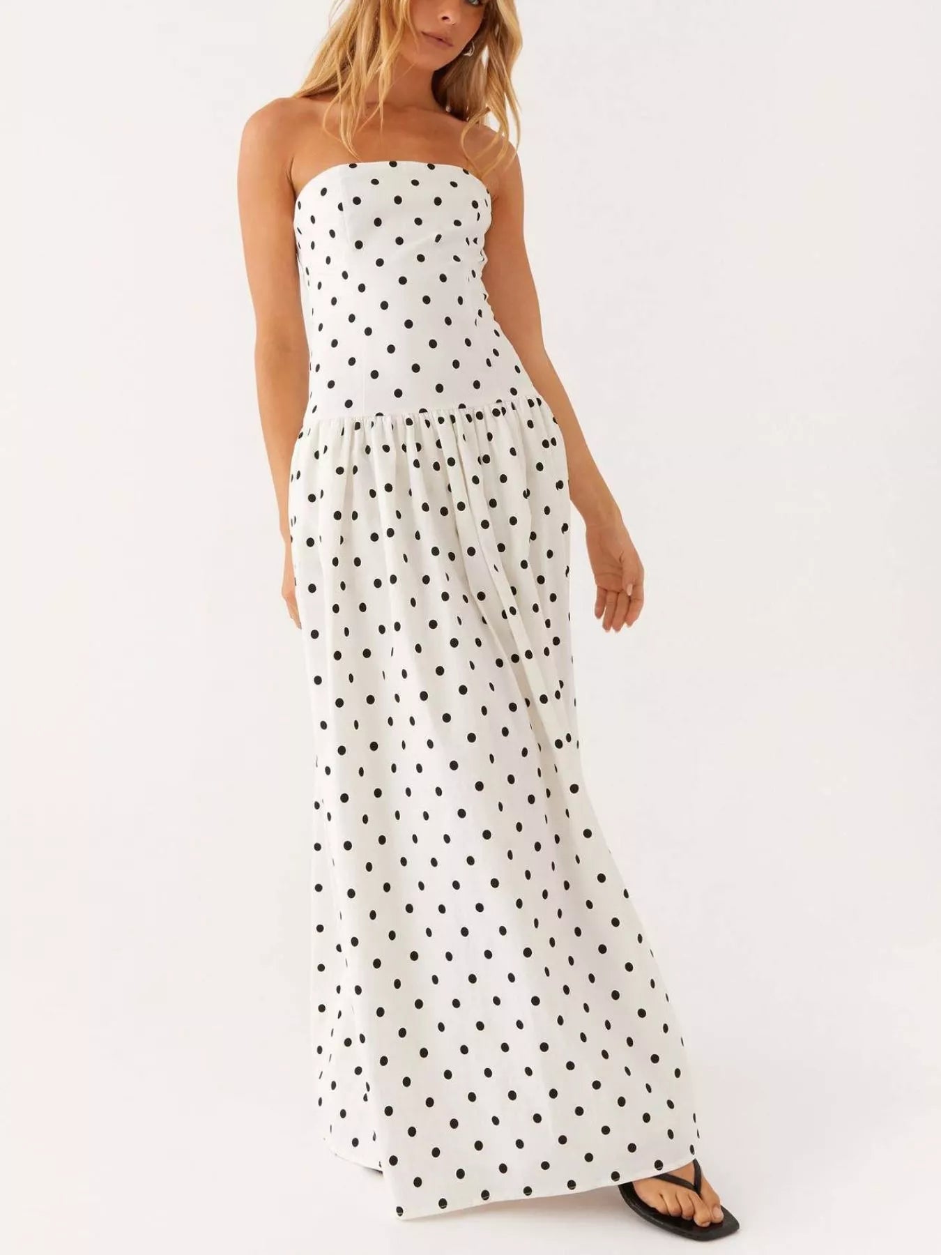Stop-Staring Strapless Printed Sculpting Flow Maxi Dress