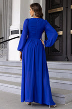 Stop-Staring Twist Front Cutout Sculpting Long Sleeve Maxi Dress