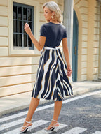 Striped Tie Waist Midi Dress