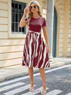 Striped Tie Waist Midi Dress