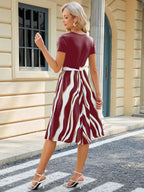 Striped Tie Waist Midi Dress