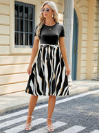 Striped Tie Waist Midi Dress