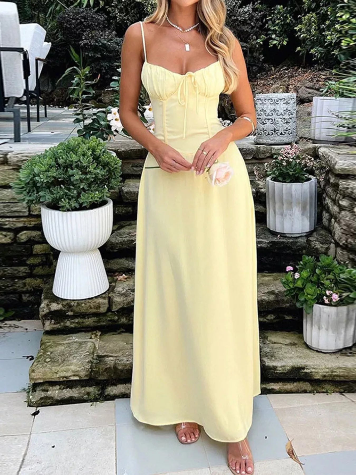 Tie Front Spaghetti Strap Maxi Dress Secondary image