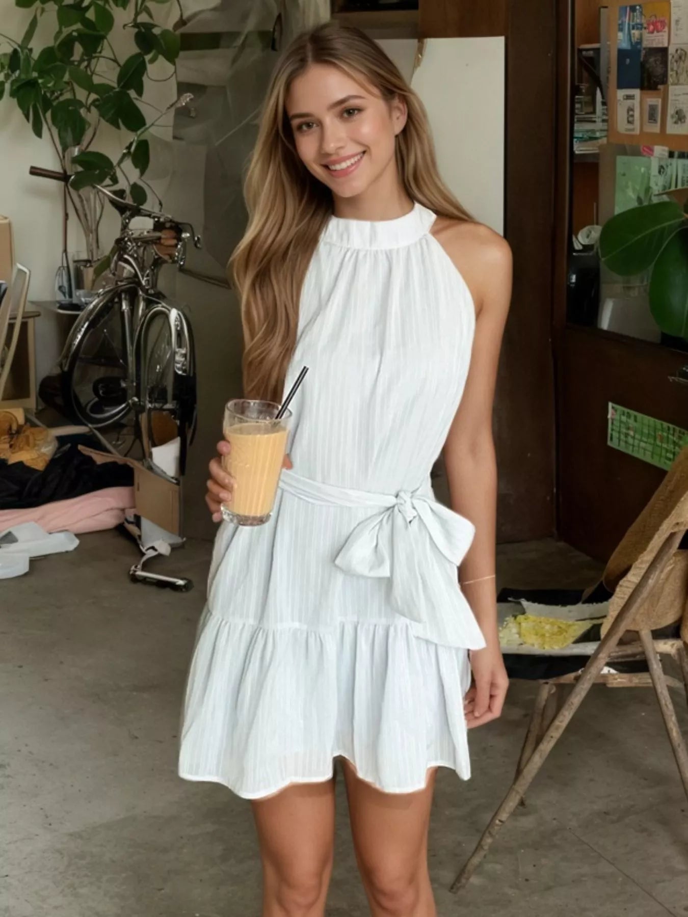 Tie Waist Mini Dress