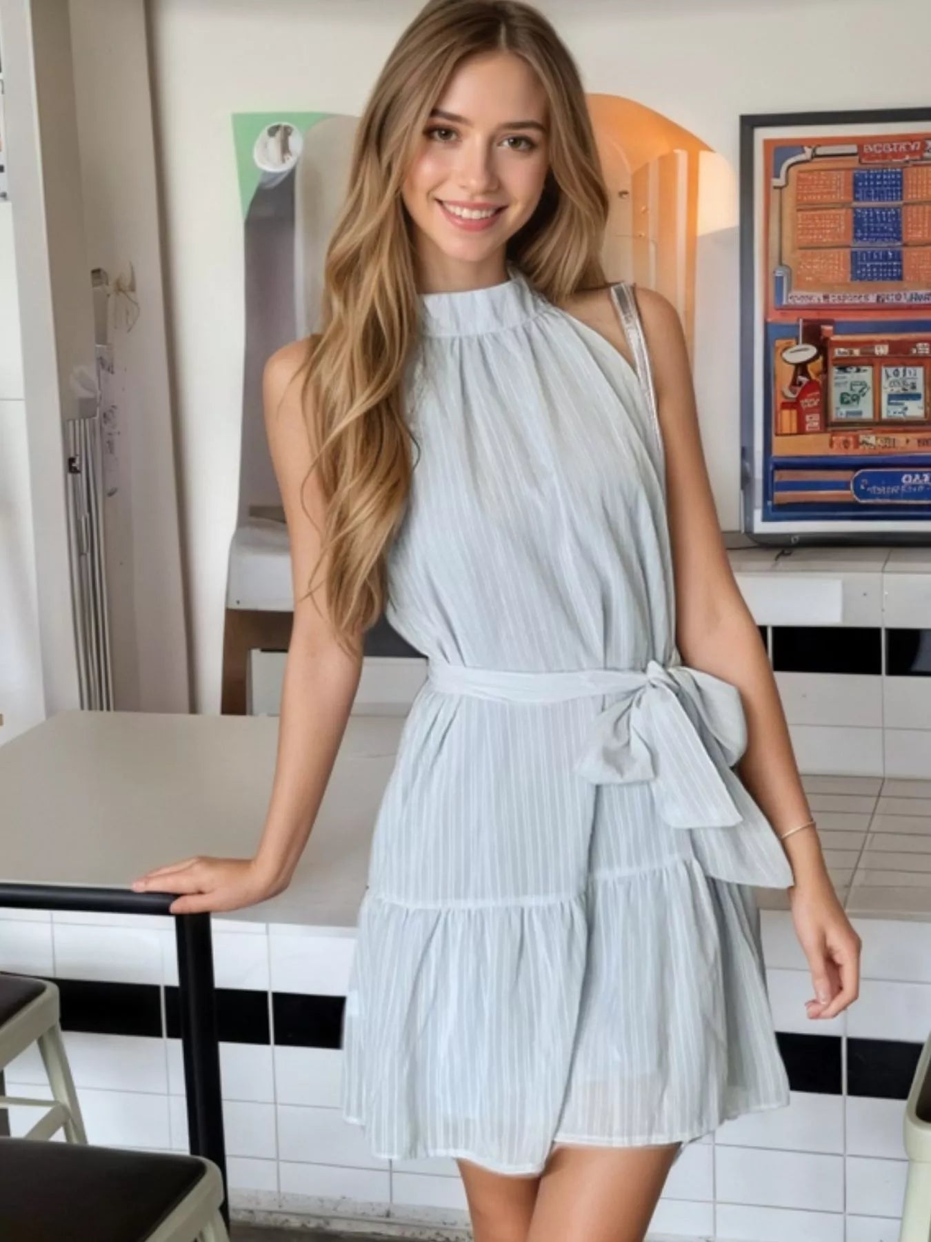 Tie Waist Mini Dress